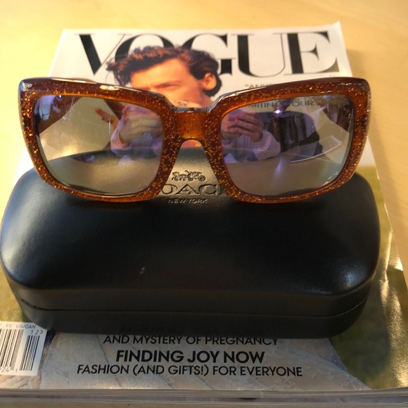 Coach Quinn Amber Glitter Chunky Sunglasses